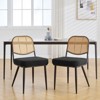 Bekrvio Rattan Dining Chairs Set of 2 - Mid Century Modern Boucle Upholstered Cane Back Side Chairs with Metal Legs for Kitchen - 3 of 4