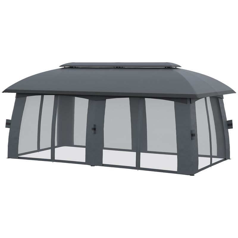 Outsunny Patio Gazebo, Outdoor Gazebo Canopy Shelter with Netting, Vented Roof, Steel Frame for Garden and Lawn, 5 of 9