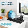 BRINJOY Small Dish Drying Rack, Compact, Silicone Dish Drying Mat, Stainless Steel Dish Drainer for Sink Cabinet, Space Saving, Cutlery Holder - 3 of 4