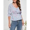 Women's V Neck Half Lantern Sleeve Shirts Babydoll Tops Blouse Casual Tunic Tops - 3 of 4