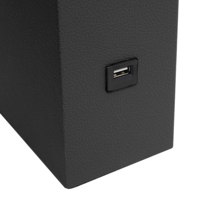 Lexington 21" Black Leather Base Modern Nightstand Lamp with USB Port