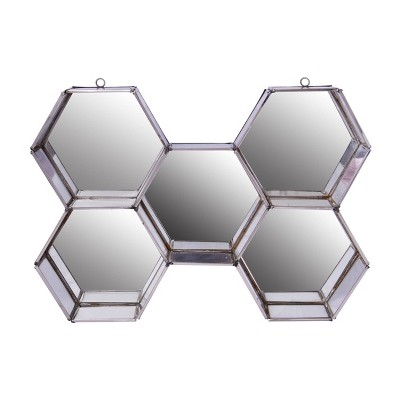 5.5" x 6" Nico Hexagon Wall Mirror Display Polished Silver - A&B Home