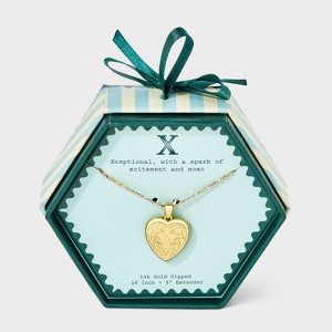 14K Gold Dipped Heart Charm Initial Necklace - A New Day™ Gold - 1 of 4