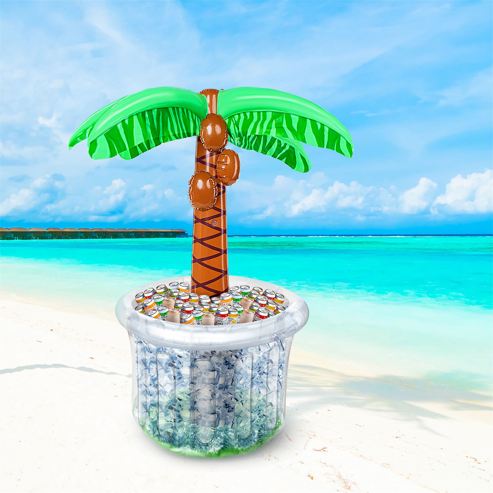 Joyfy 60" Inflatable Palm Tree Cooler, Summer Outdoor Drink  Cooler for Picnic Beach Pool, Beach Theme Party Pool Decor