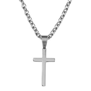 Dicksons Box Cross Silver Tone 18 inch Stainless Steel Metal Chain Link Necklace - 1 of 1