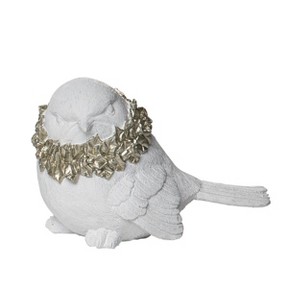 Transpac Resin 5.5 in. White Christmas Elegant Glitter Wreath Bird Figurine - 1 of 2