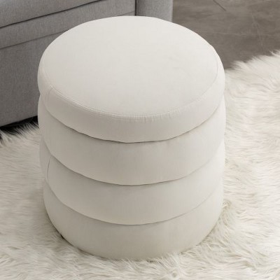 CENGHU Soft Velvet Round Ottoman, Bedroom End Bench, Velvet Ottoman Entryway Footstool, End Bench, Ottoman Bench for Living Room & Bedroom