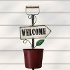 VIP Metal 32.25 in. Red Welcome Garden Stake with Planter - 3 of 4