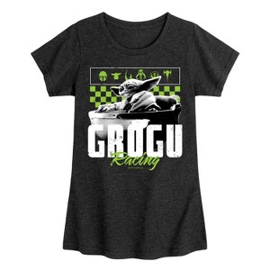 Girls' - The Mandalorian - Grogu Racing Jersey Fitted Short Sleeve Graphic T-Shirt - 1 of 4