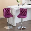 CAVINAS Set of 2 Adjustable Height Bar Stools,25-33 Inch Velvet Counter Bar Stools with Tufted Back for Dining Rooms,Kitchens Islands - 2 of 4