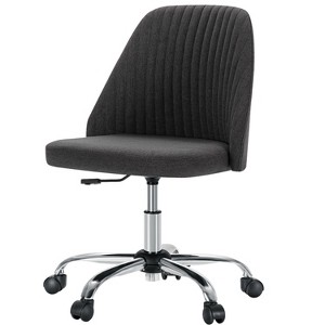 Modern Fabric Armless Adjustable Swivel Office Desk Chairs, Swivel Desk Chair with Wheels, Executive Chair for Home Office-The Pop Home - 1 of 4