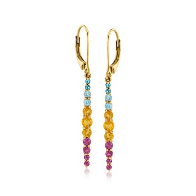 Ross-Simons 1.08 ct. t.w. Multi-Gemstone Drop Earrings in 18kt Gold Over Sterling