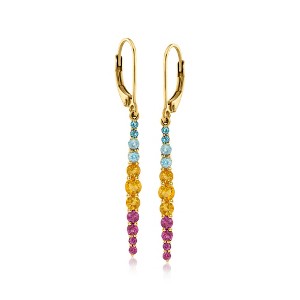 Ross-Simons 1.08 ct. t.w. Multi-Gemstone Drop Earrings in 18kt Gold Over Sterling - 1 of 4