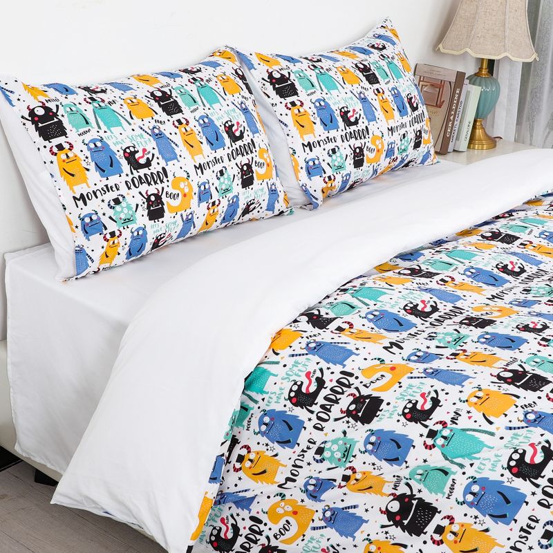 PiccoCasa Kids Polyester Duvet Cover with 2 Pillowcases Fitted Sheet Cartoon Series Pattern Bedding Set 5 Pieces, 3 of 6