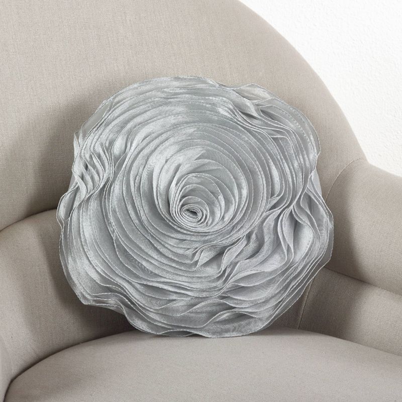 13"x13" Rose Design Poly Filled Square Throw Pillow - Saro Lifestyle, 1 of 5
