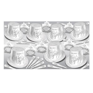 Beistle White New Year Silver Assortment of 100 items suitable for 50 people Silver - 1 of 3