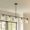 DORESshop 5-Light Black Island Pendant Light with Clear Glass Shades, E26 Sockets, Adjustable 3-Section 11.8-inch Rods, Non-Integrated Bulbs - 2 of 4
