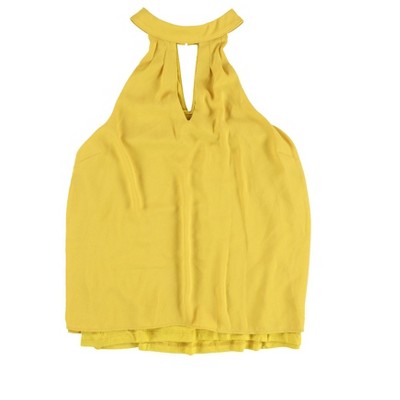 bar III Womens Keyhole Cold Shoulder Blouse, Yellow, X-Large