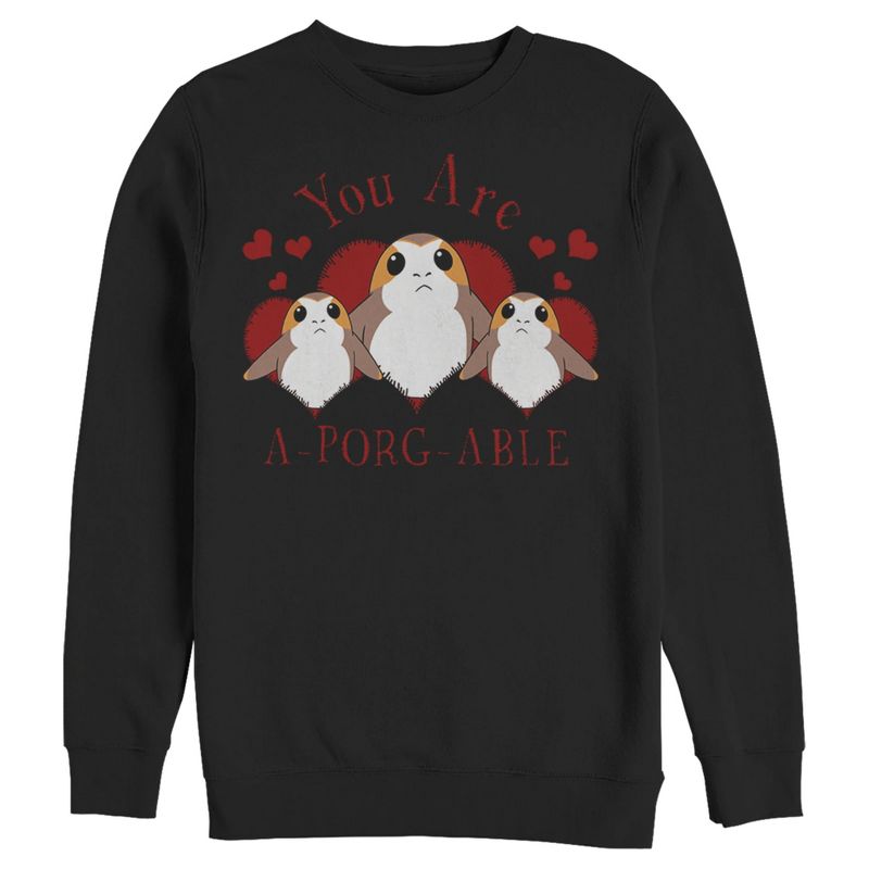 Men's Star Wars Valentine's Day You Are A-Porg-Able Sweatshirt, 1 of 5