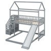 PAGED Twin over Twin Bunk Bed House Shaped Wooden Bed Frame with Guardrails and Slide for Bedroom - 3 of 4