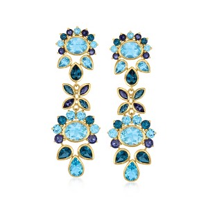 Ross-Simons 24.30 ct. t.w. Tonal Blue Topaz and 2.30 ct. t.w. Iolite Drop Earrings in 18kt Gold Over Sterling - 1 of 4
