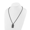 Chisel Stainless Steel Black IP-plated with Black Carbon Fiber Inlay Dog Tag on a 24" Wheat Chain Necklace - 3 of 4
