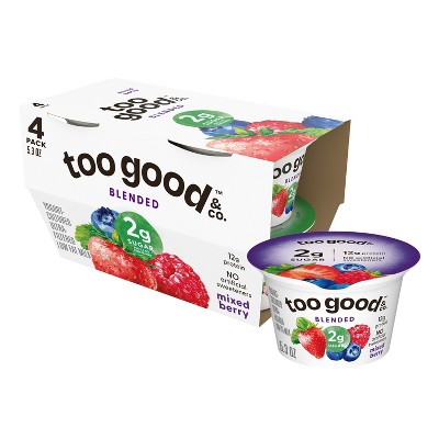 Too Good & Co. Low Fat Lower Sugar Mixed Berry Greek Yogurt - 4ct/5.3oz Cups