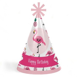 Big Dot of Happiness Pink Flamingo - Party Like a Pineapple - Tropical Summer Cone Happy Birthday Party Hats for Kids & Adults - 8 Ct (Standard Size) - 1 of 4