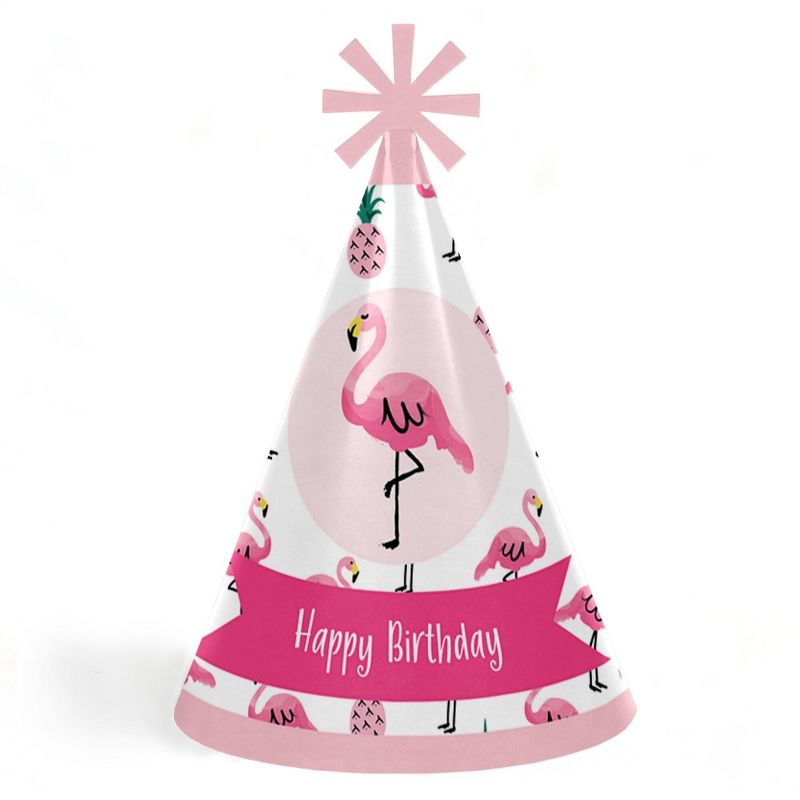 Big Dot of Happiness Pink Flamingo - Party Like a Pineapple - Tropical Summer Cone Happy Birthday Party Hats for Kids & Adults - 8 Ct (Standard Size), 1 of 8