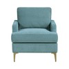 Chenille Fabric Upholstery Plywood Metal Modern Comfort Accent Chair with Foam Padding, Reversible Cushions, Removable Cover and Gold Finish Legs - 2 of 4