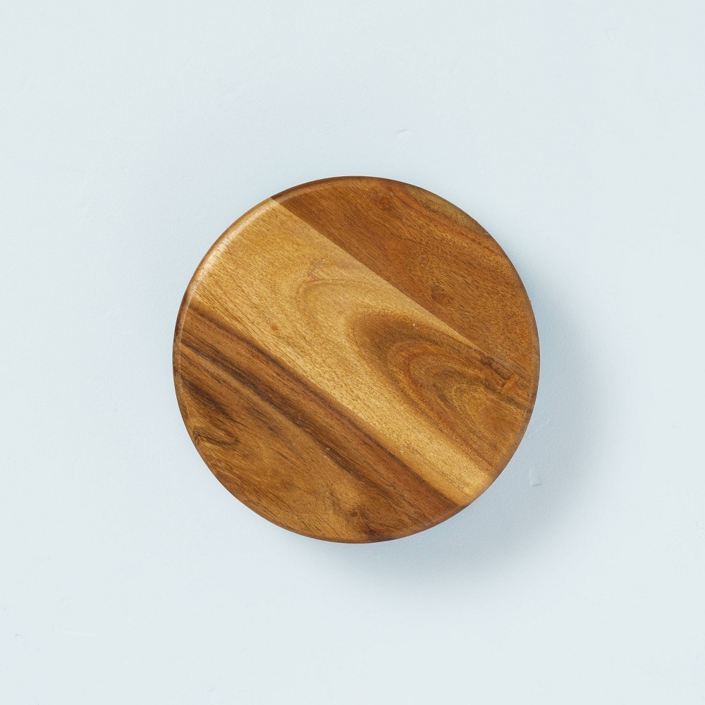 Photos - Serving Pieces 7" Round Footed Wood Serving Stand Brown - Hearth & Hand™ with Magnolia