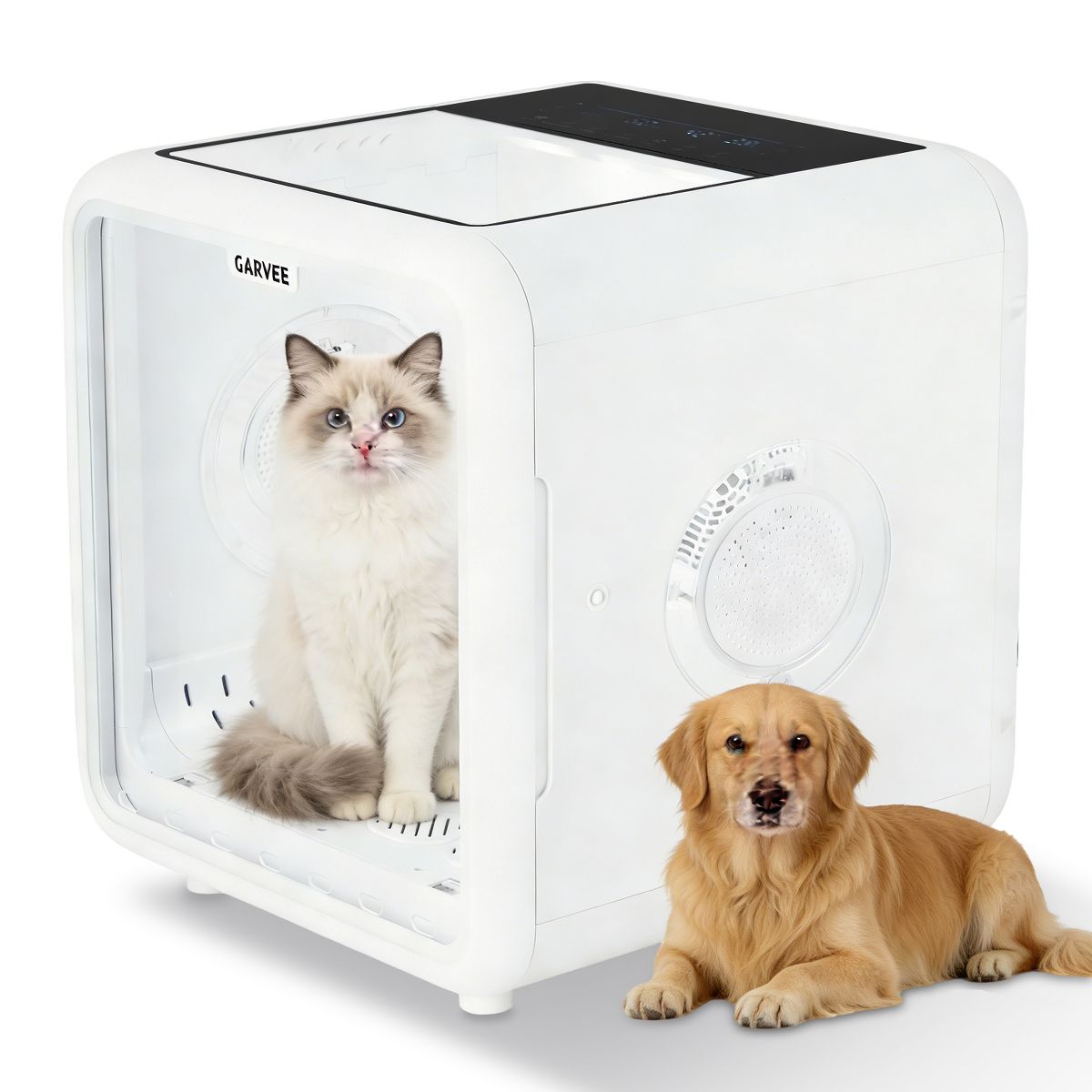 72L Pet Drying Box – 360° High-Efficiency Airflow, 5 Outlets, Quiet Grooming for Cats & Small Dogs up to 45 lbs