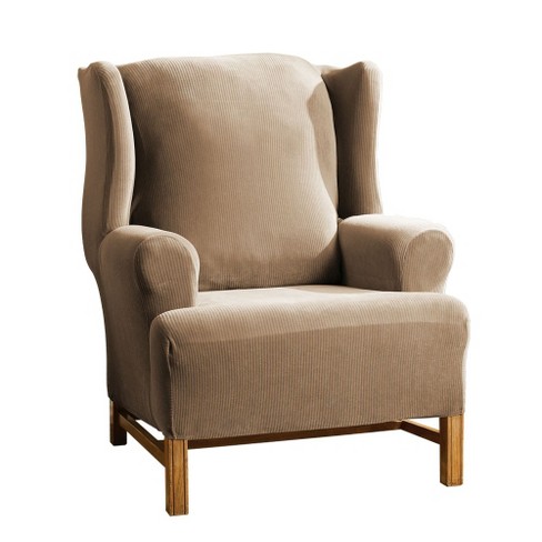 Stretch Rib Wing Chair Slipcover Beach House Tan Sure Fit Target