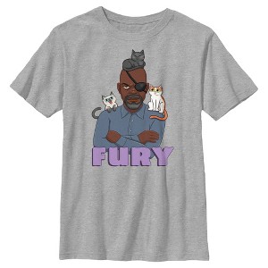 Boy's The Marvels Nick Fury Cat Portrait T-Shirt - 1 of 4