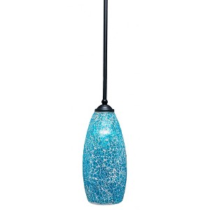 Toltec Lighting Zilo 1 - Light Pendant in  Matte Black with 5.5" Turquoise Fusion Shade - 1 of 1