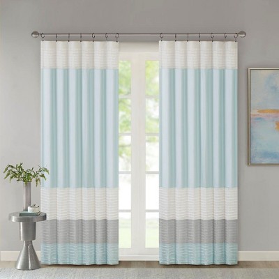 Kumasinova 84" Color-Block Single Curtains Panel,Transitional Window Panels with Rod Pocket & Back Tabs,Kitchen Curtains for Living Room & Bedroom