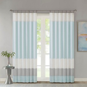 Kumasinova 84" Color-Block Single Curtains Panel,Transitional Window Panels with Rod Pocket & Back Tabs,Kitchen Curtains for Living Room & Bedroom - 1 of 4