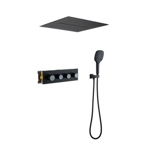 CASAINC 16 inches Ceiling Square Mounted Luxury Shower System with Handheld Spray & 5 Spray Pattern, Brushed Gold - 1 of 3