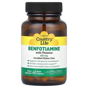 Country Life Benfotiamine with Thiamin, 150 mg, 60 Vegan Capsules - 1 of 2