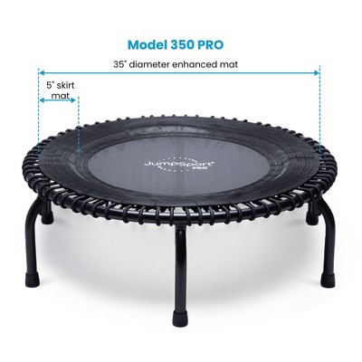 JumpSport 350 PRO Indoor Heavy Duty Lightweight Round Fitness Trampoline with Videos, Secure Arched Legs, and Quiet, Safe Bounce
