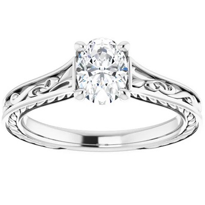 Pompeii3 5Ct Three Stone Moissanite Ring 10k White Gold