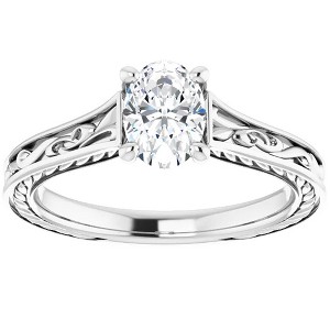 Pompeii3 5Ct Three Stone Moissanite Ring 10k White Gold - 1 of 4