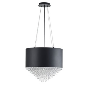 Modern Crystal Chandelier with Black Or White Drum Shade, Luxury Pendant Light for Dining Room, Bedroom - 1 of 4