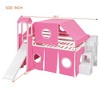 Twin/Full Size Loft Bed with Storage Staircase, Tent and Tower, Pink/Blue - ModernLuxe - 3 of 4