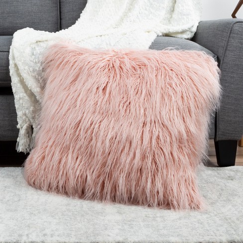 Oversized Floor Or Throw Pillow Square Luxury Plush- Shag Faux Fur