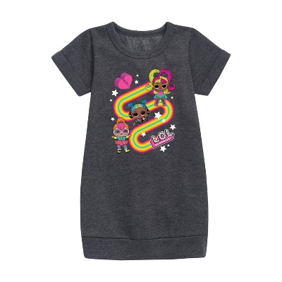 - LOL Surprise! - Glow Grrrl, Neon QT, & Beats Babe Graphic Short Sleeve Fleece Dress