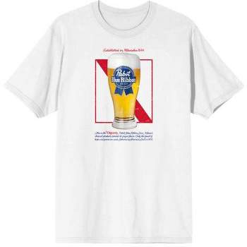 Pabst Blue Ribbon Placement Print Red Text Men's White T-Shirt