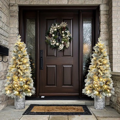 4-Foot White Birch Pre-Lit Potted Christmas Tree with Lights