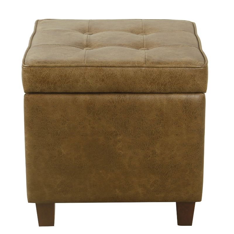 Square Tufted Faux Leather Storage Ottoman - HomePop, 2 of 15