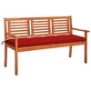 vidaXL Bench Natural wood, Red Solid eucalyptus wood, 100% polyester 59 in - 2 of 4